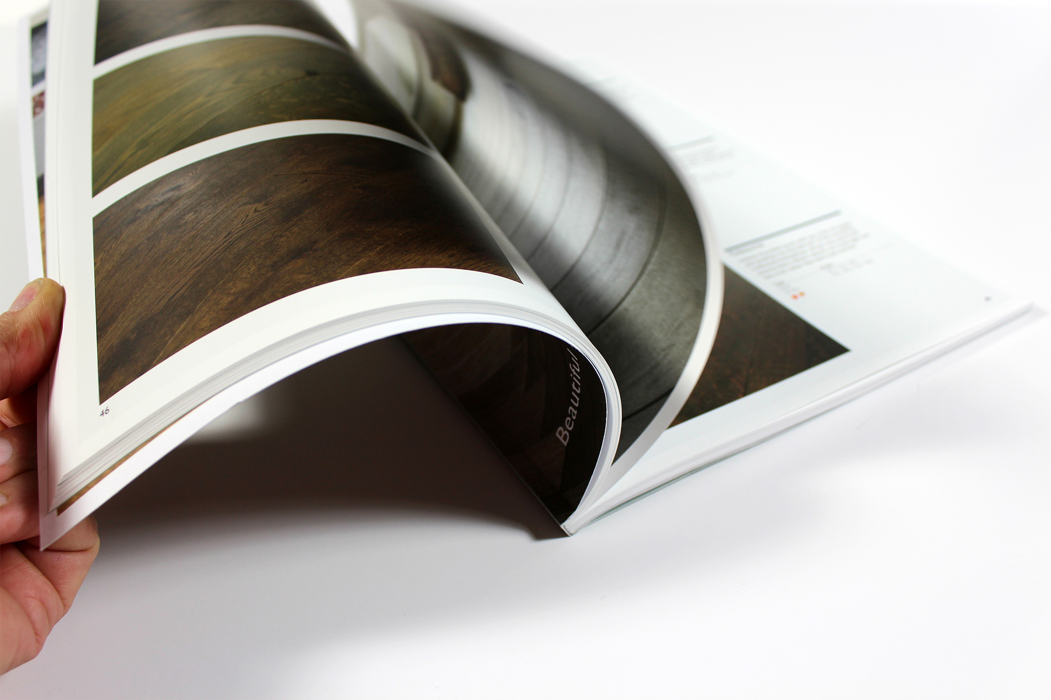 Perfect bound brochure text pages