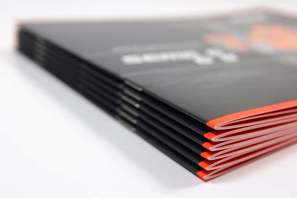 Catalogue printing with spot UV and spot colour orange
