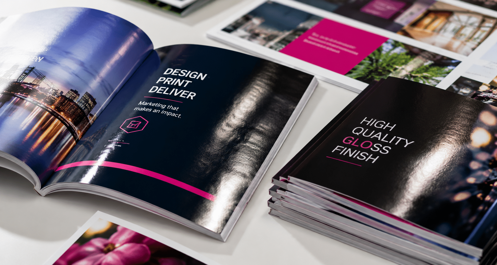 Gloss coated paper brochure printing showing vibrant colours